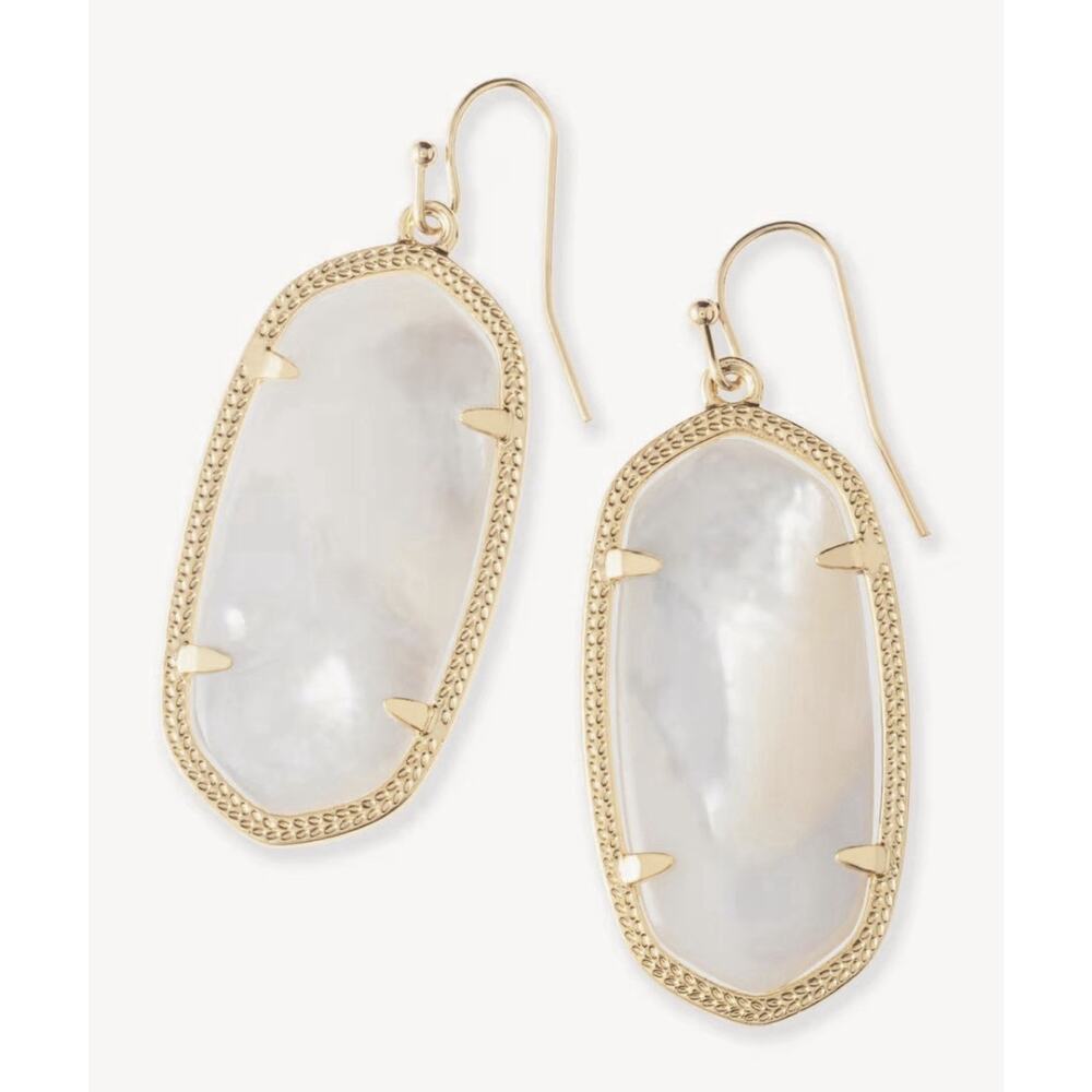 NEW Kendra Scott Elle Drop Earrings in Ivory Mother of Pearl Gold With Box $88 - Picture 3 of 10